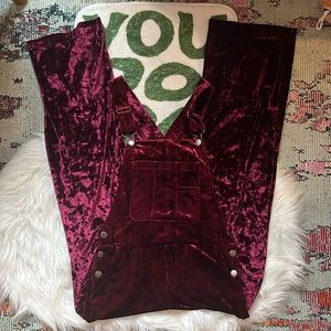 Forever 21 Red Velvet Overalls